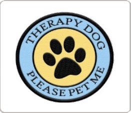 therapy dog please pet me patch with a paw print 