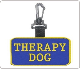 therapy dog clip on patch tag for collar or leash