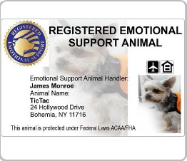 emotional support dog identification id card