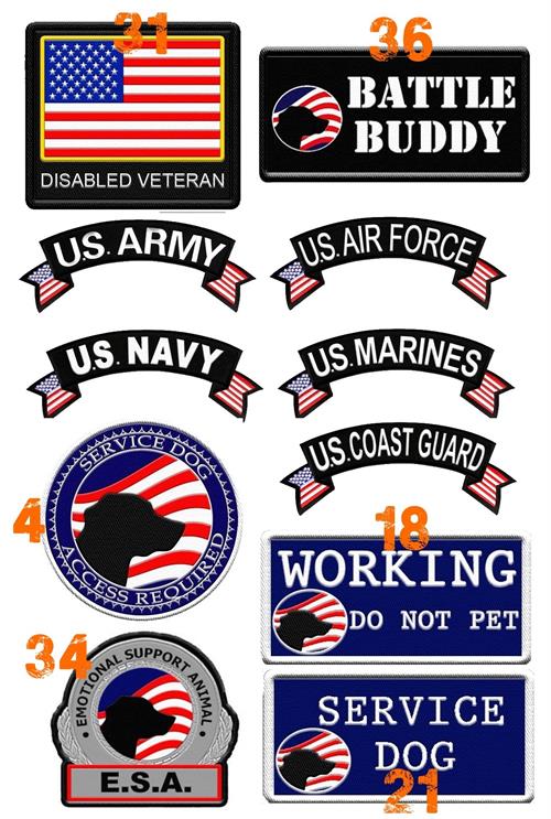 patriotic service dog patches