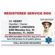 Registered Service Dog ID card