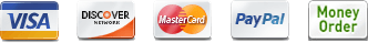 We proudly accept Visa, MasterCard, American Express, Discover, and PayPal.